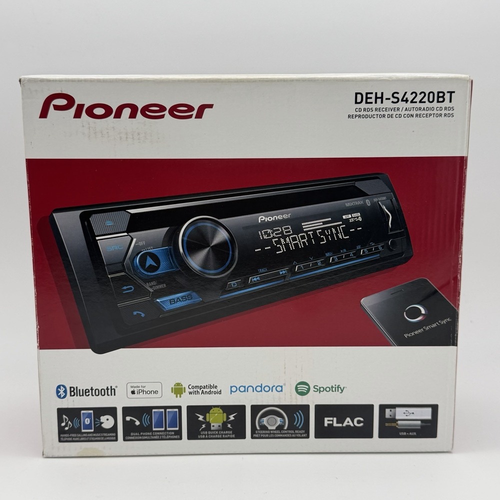 Pioneer DEH-S4220BT Single DIN Bluetooth CD Car Stereo Receiver USB AUX Open Box